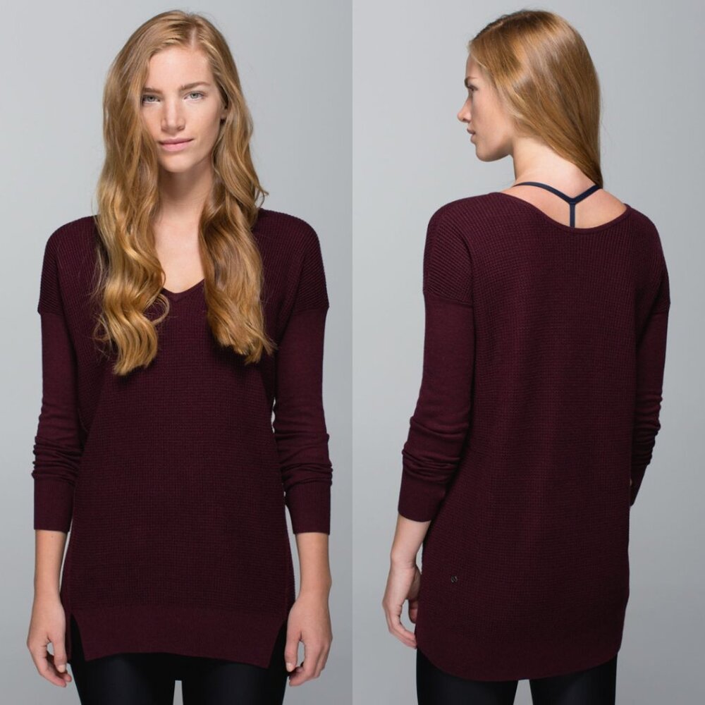Lululemon The Sweater Life Burgundy Heathered Bordeaux‎ Drama Womens Medium